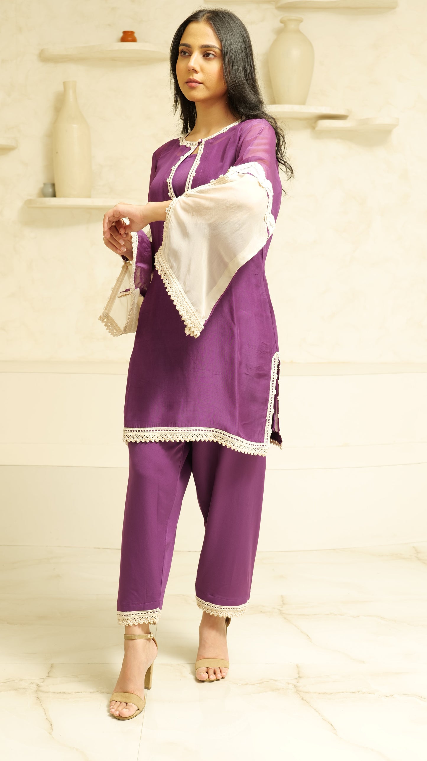 MEHNOOR AMARANTH PURPLE ORGANZA SET