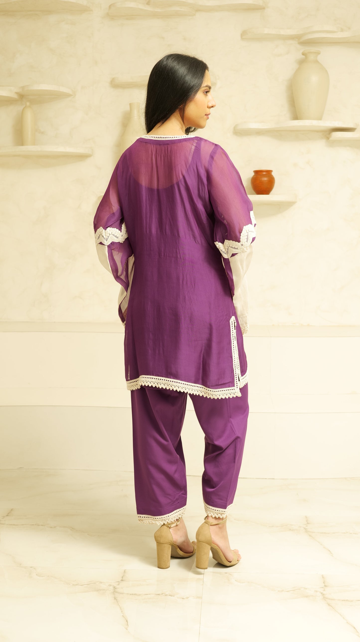 MEHNOOR AMARANTH PURPLE ORGANZA SET