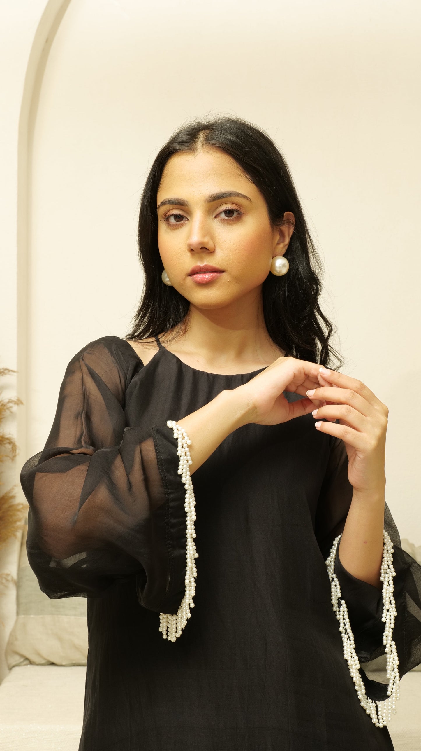MEHNOOR NOIR BLACK ORGANZA SET