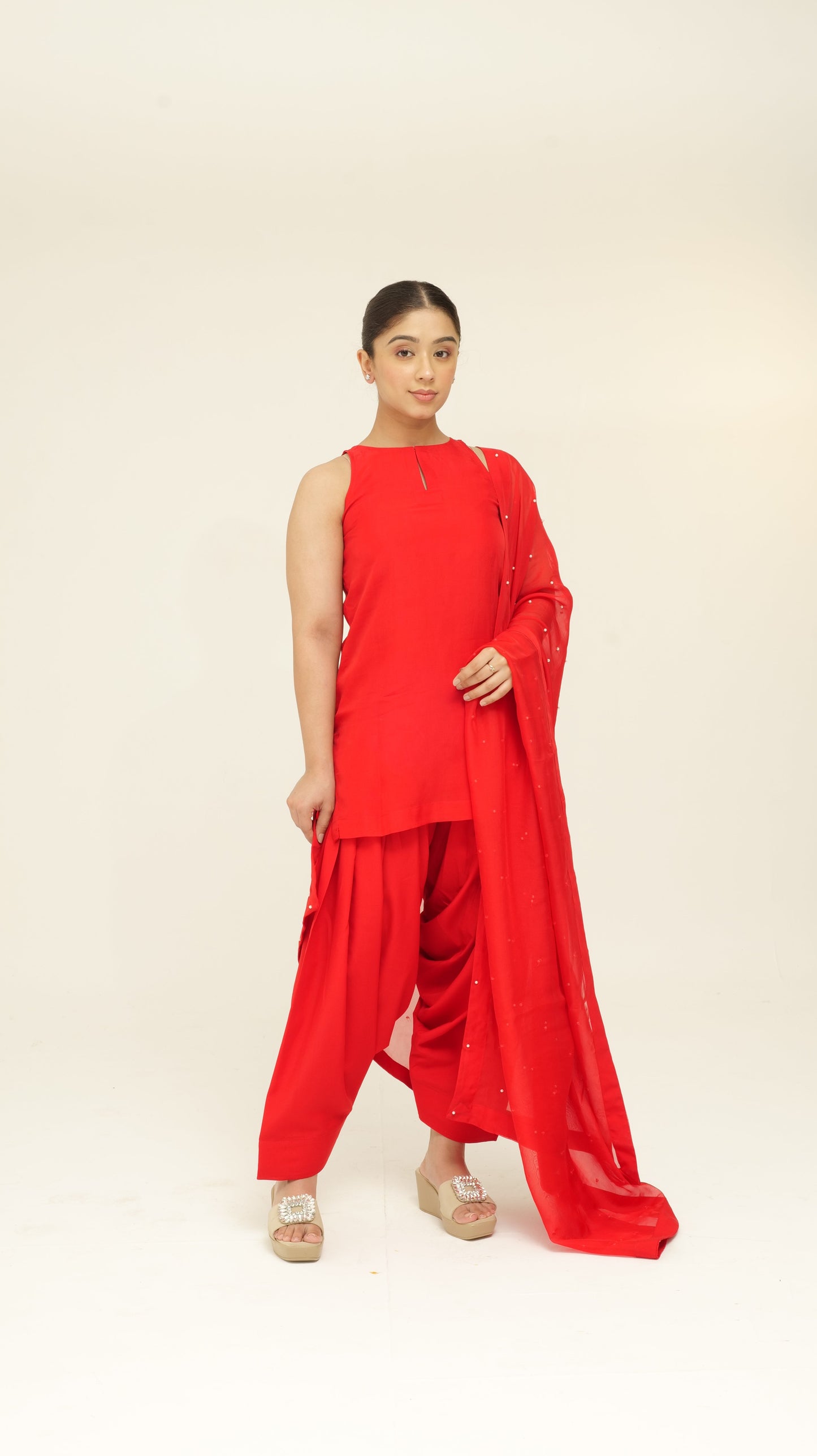 Chamak Red organza set