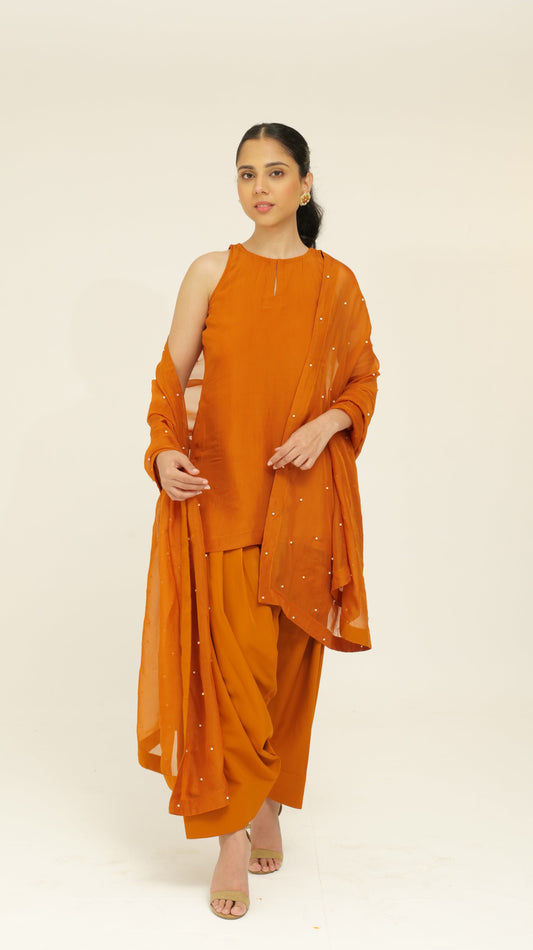 Chamak Orange organza set