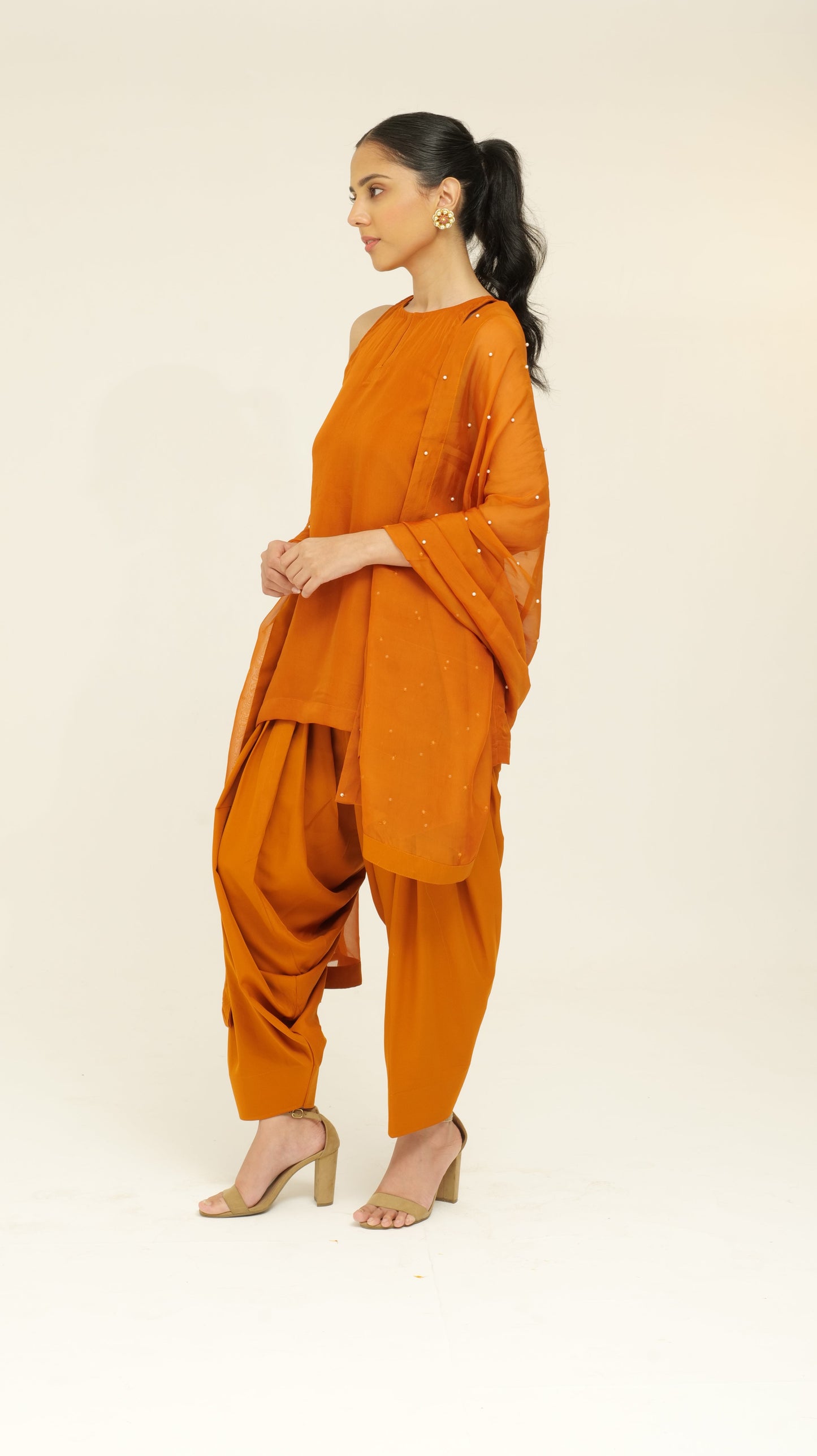 Chamak Orange organza set
