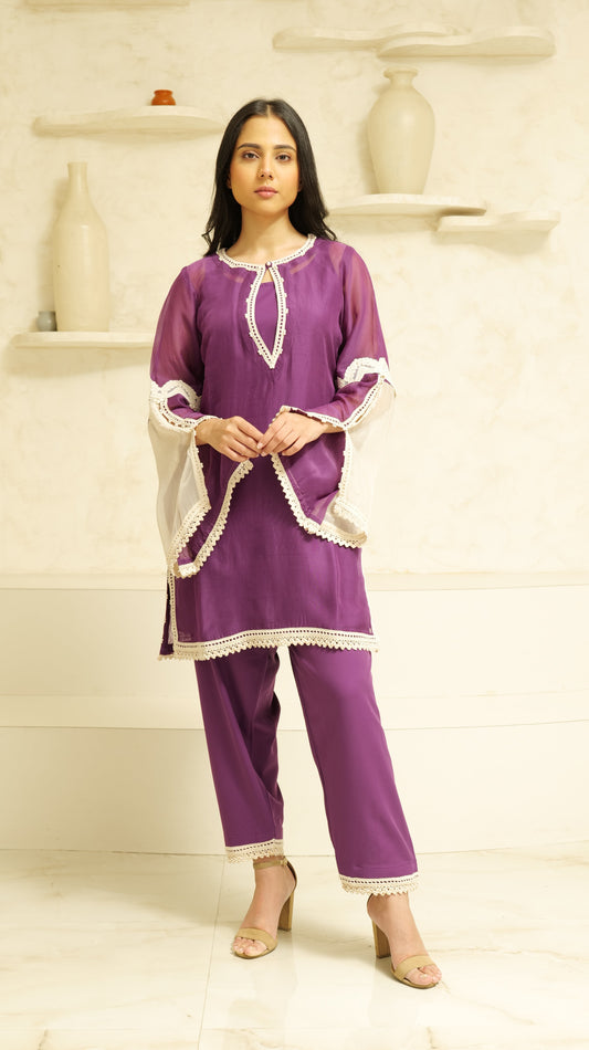 MEHNOOR AMARANTH PURPLE ORGANZA SET