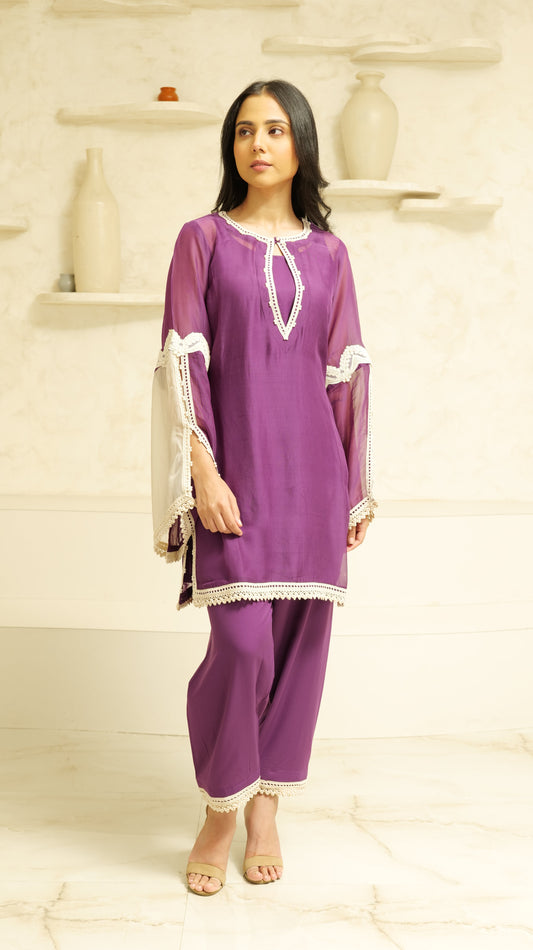 MEHNOOR AMARANTH PURPLE ORGANZA SET