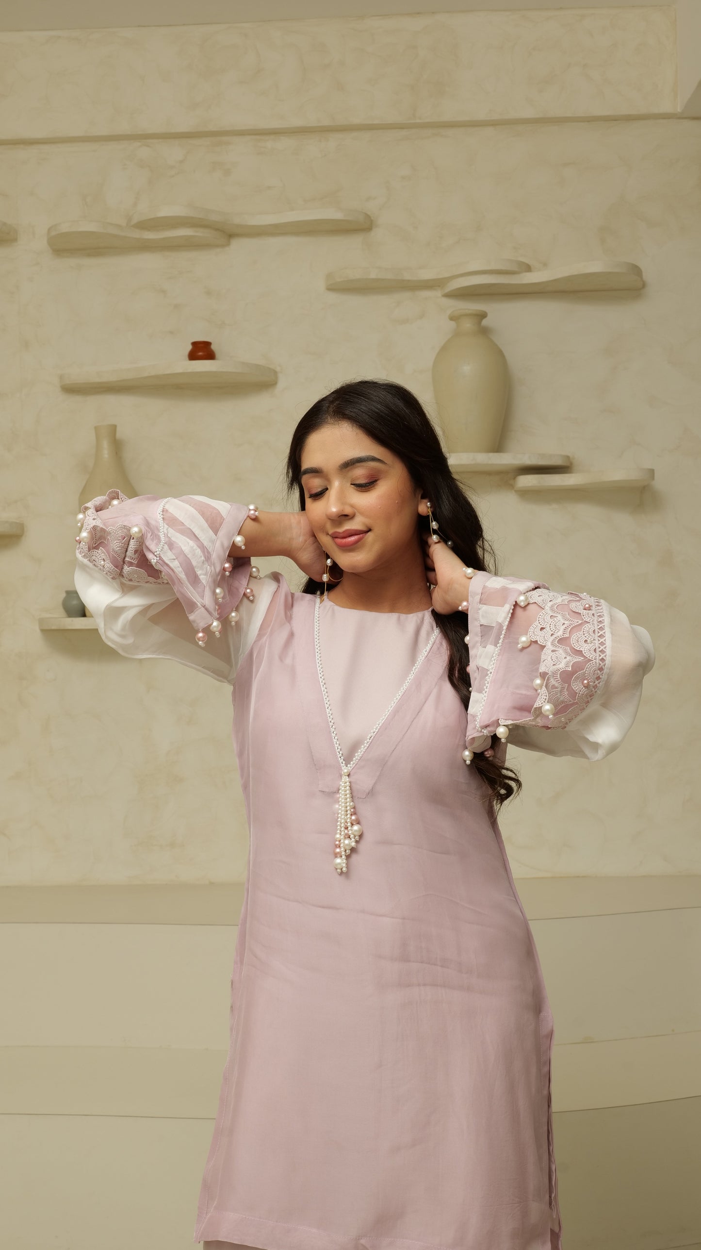 MEHNOOR LILAC FOG ORGANZA SET