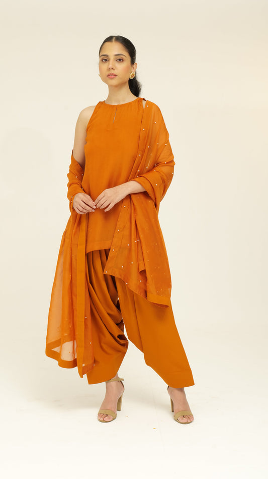 Chamak Orange organza set