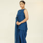 Chamak Navy blue organza set