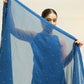 Chamak Navy blue organza set