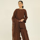 Chamak Chocolate brown organza set